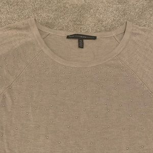 White House Black Market Long Sleeve Top with Light Beaded Detail